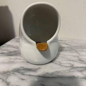 Crate and barrel salt cellar with wood spoon white porcelain